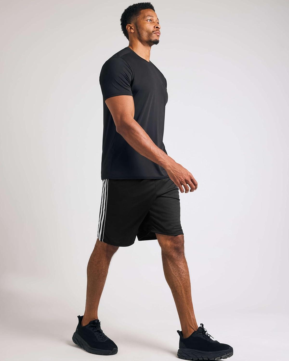 imageReal Essentials 5 Pack Mens 9quot Mesh Shorts  Athletic Gym Workout Basketball Running Casual Lounge Activewear PocketsSet H