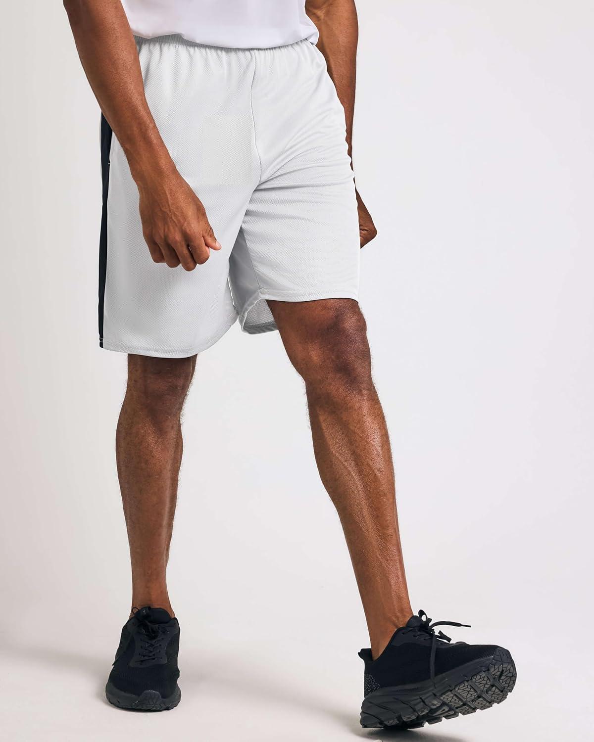 imageReal Essentials 5 Pack Mens 9quot Mesh Shorts  Athletic Gym Workout Basketball Running Casual Lounge Activewear PocketsSet O