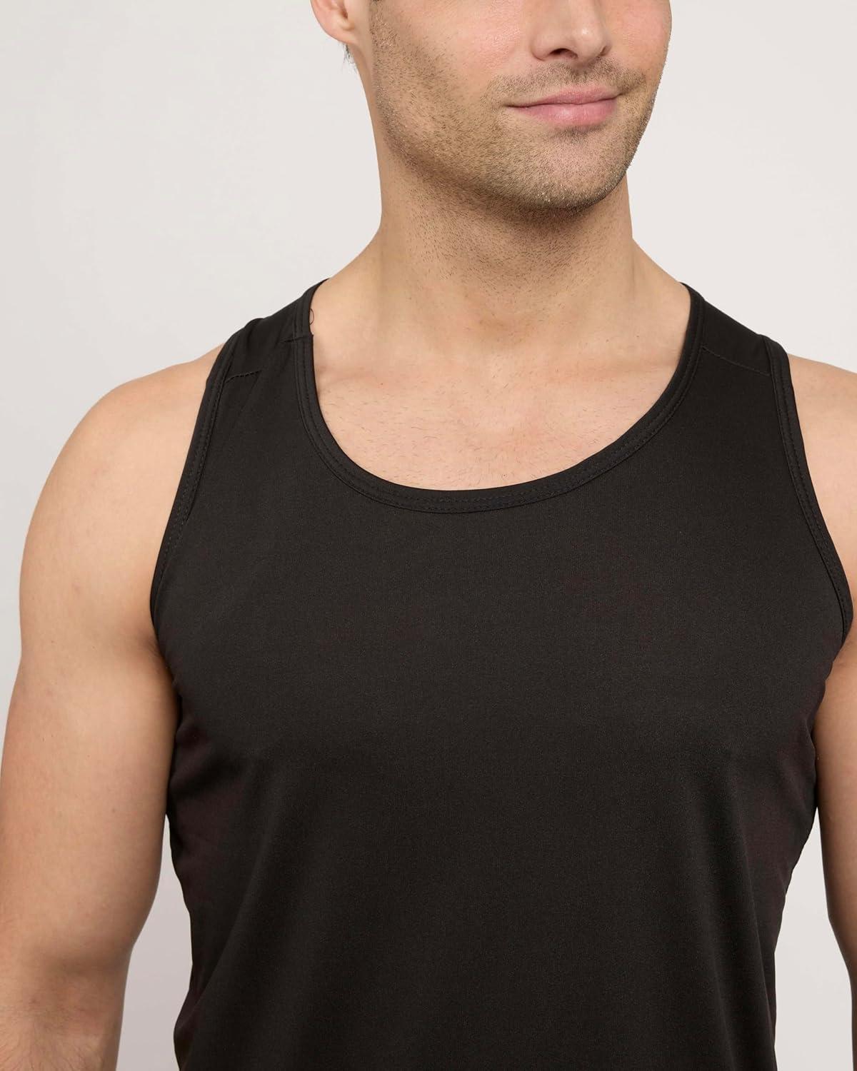 imageReal Essentials 5 Pack Mens DryFit Muscle Tank Top Sleeveless Shirts Workout Tees Athletic Gym Big ampamp Tall AvailableSet 1