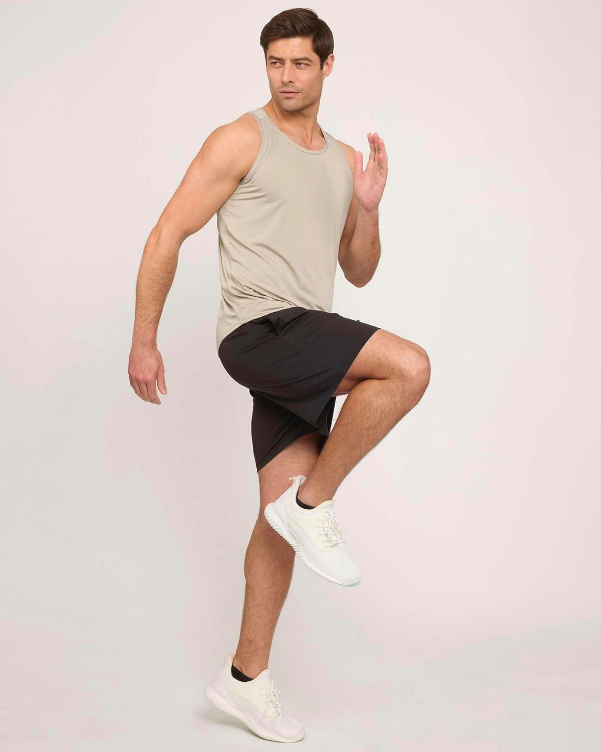 imageReal Essentials 5 Pack Mens DryFit Muscle Tank Top Sleeveless Shirts Workout Tees Athletic Gym Big ampamp Tall AvailableSet 2