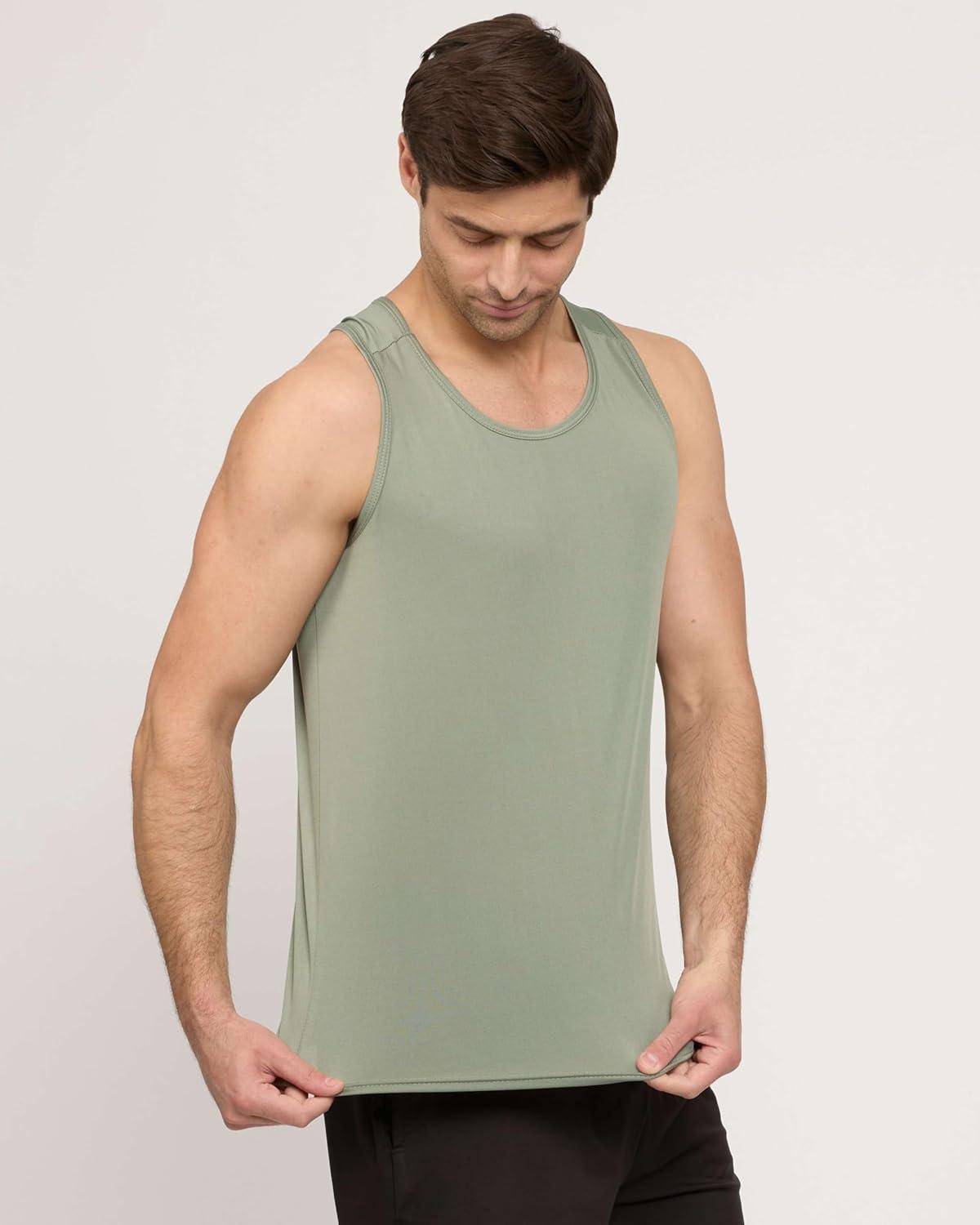 imageReal Essentials 5 Pack Mens DryFit Muscle Tank Top Sleeveless Shirts Workout Tees Athletic Gym Big ampamp Tall AvailableSet 2