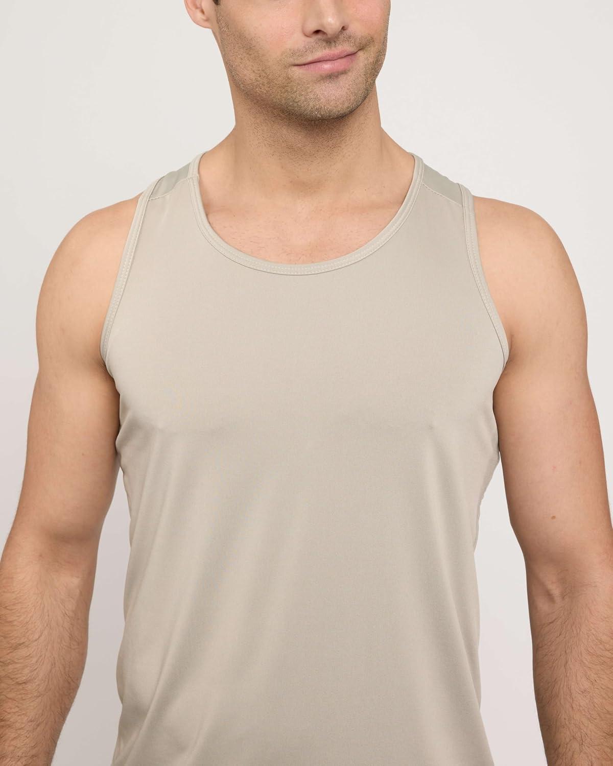 imageReal Essentials 5 Pack Mens DryFit Muscle Tank Top Sleeveless Shirts Workout Tees Athletic Gym Big ampamp Tall AvailableSet 2