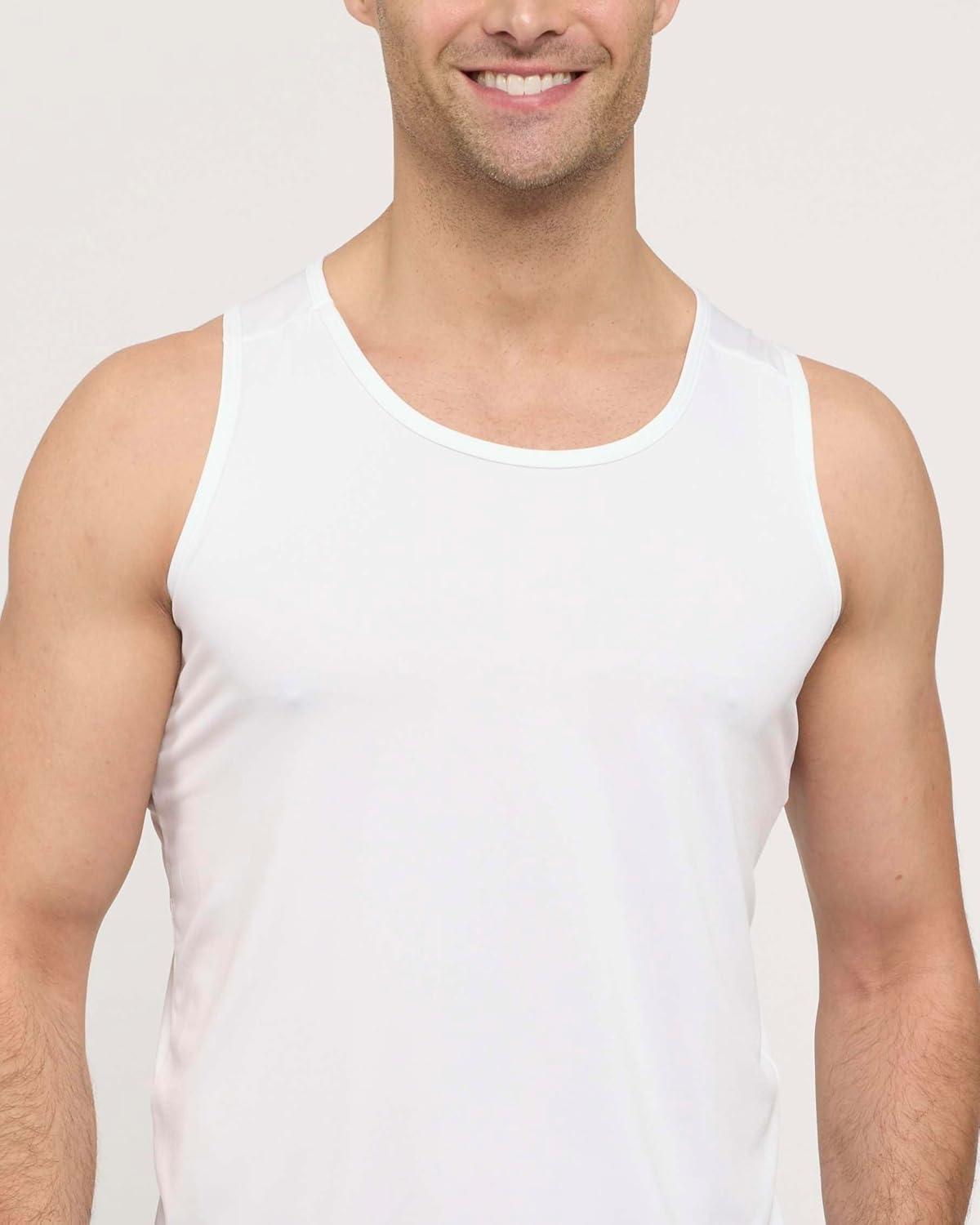 imageReal Essentials 5 Pack Mens DryFit Muscle Tank Top Sleeveless Shirts Workout Tees Athletic Gym Big ampamp Tall AvailableSet 3