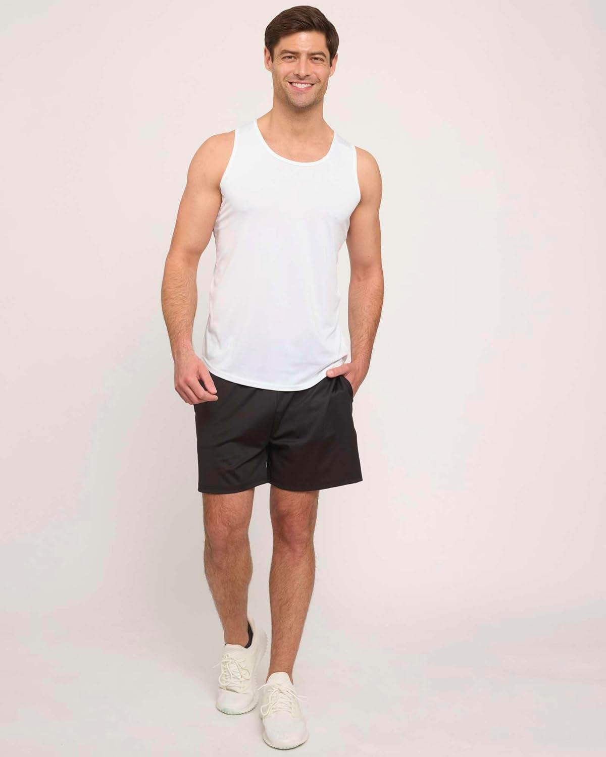 imageReal Essentials 5 Pack Mens DryFit Muscle Tank Top Sleeveless Shirts Workout Tees Athletic Gym Big ampamp Tall AvailableSet 3