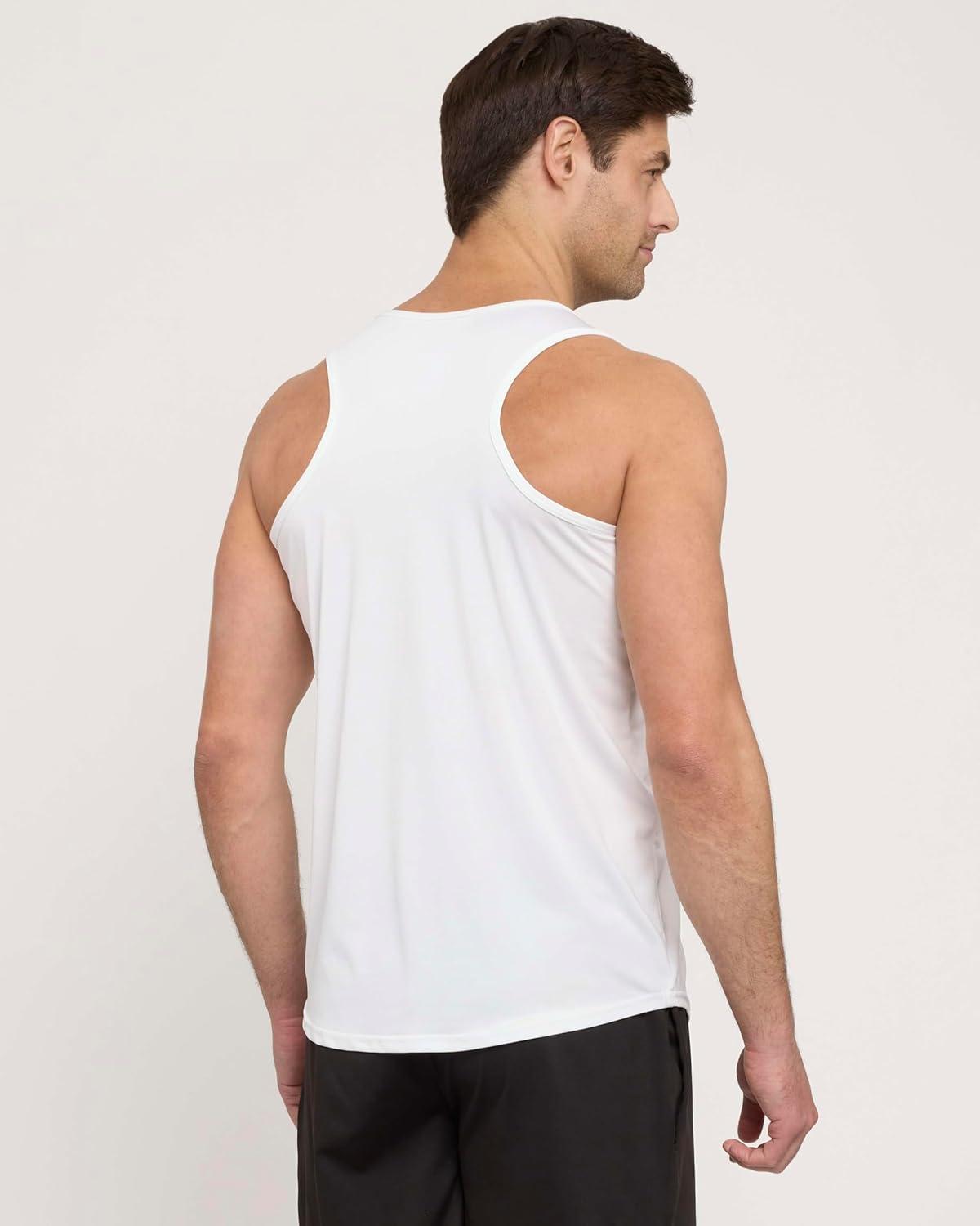 imageReal Essentials 5 Pack Mens DryFit Muscle Tank Top Sleeveless Shirts Workout Tees Athletic Gym Big ampamp Tall AvailableSet 3