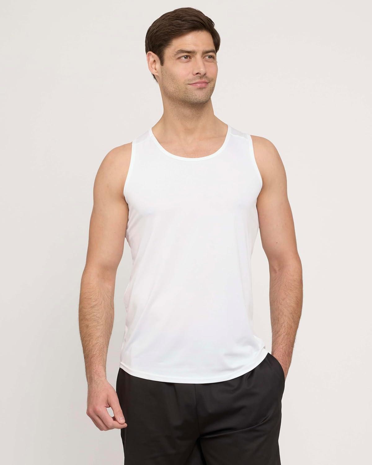 imageReal Essentials 5 Pack Mens DryFit Muscle Tank Top Sleeveless Shirts Workout Tees Athletic Gym Big ampamp Tall AvailableSet 3