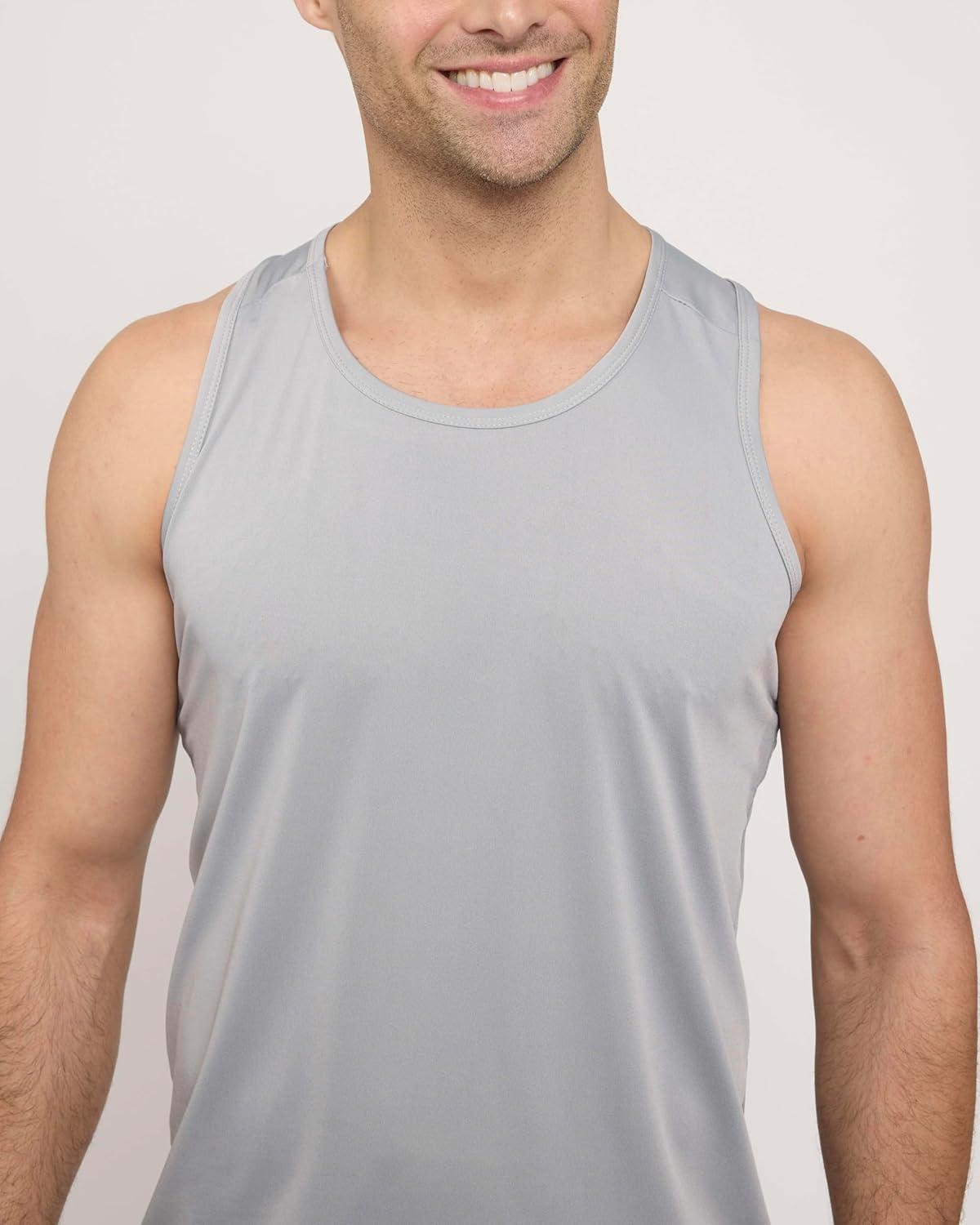 imageReal Essentials 5 Pack Mens DryFit Muscle Tank Top Sleeveless Shirts Workout Tees Athletic Gym Big ampamp Tall AvailableSet 4