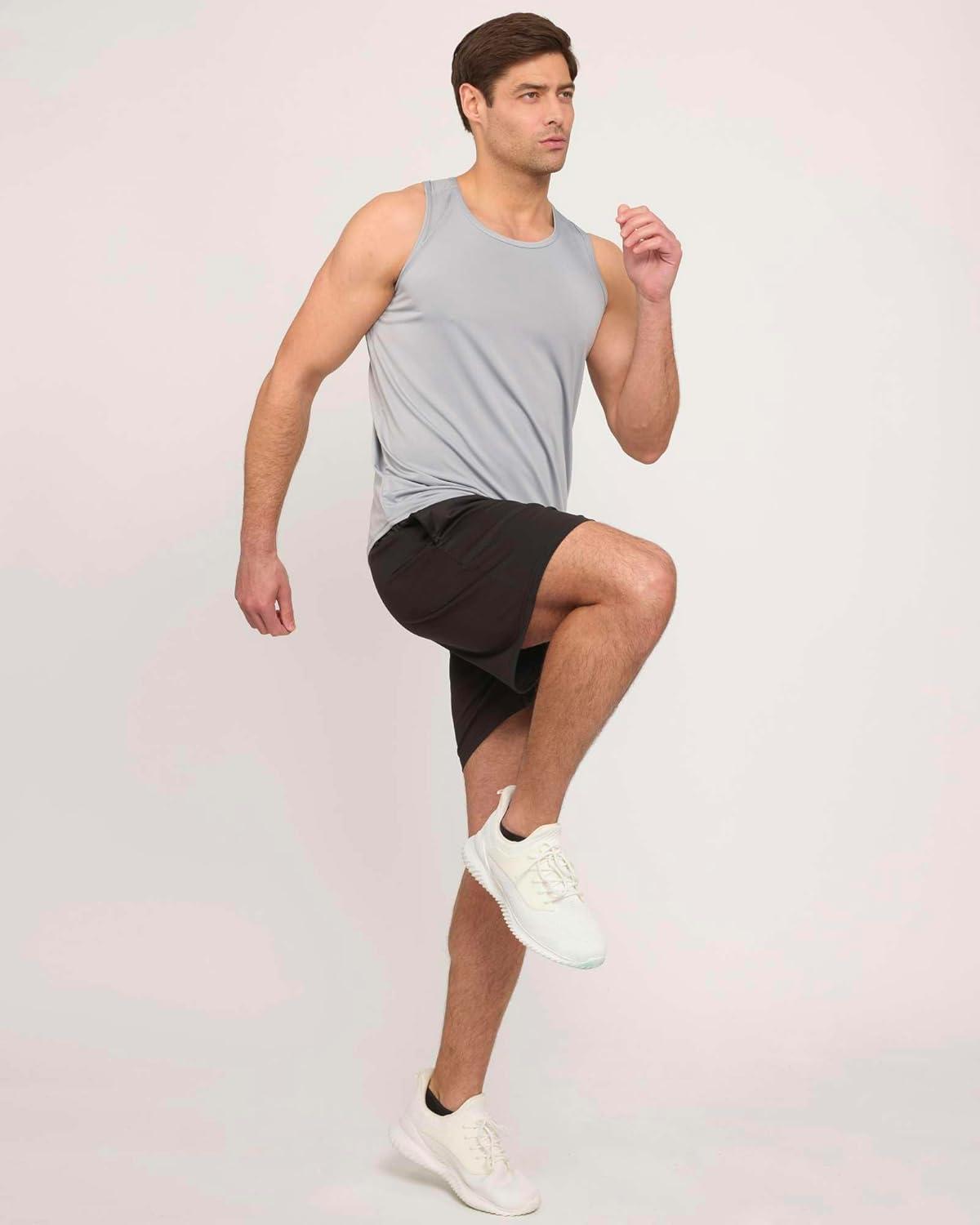 imageReal Essentials 5 Pack Mens DryFit Muscle Tank Top Sleeveless Shirts Workout Tees Athletic Gym Big ampamp Tall AvailableSet 4