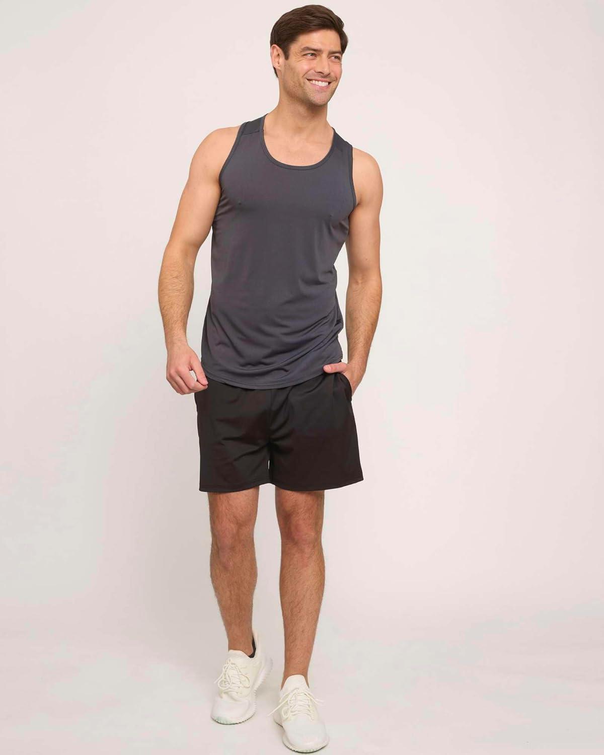 imageReal Essentials 5 Pack Mens DryFit Muscle Tank Top Sleeveless Shirts Workout Tees Athletic Gym Big ampamp Tall AvailableSet 5