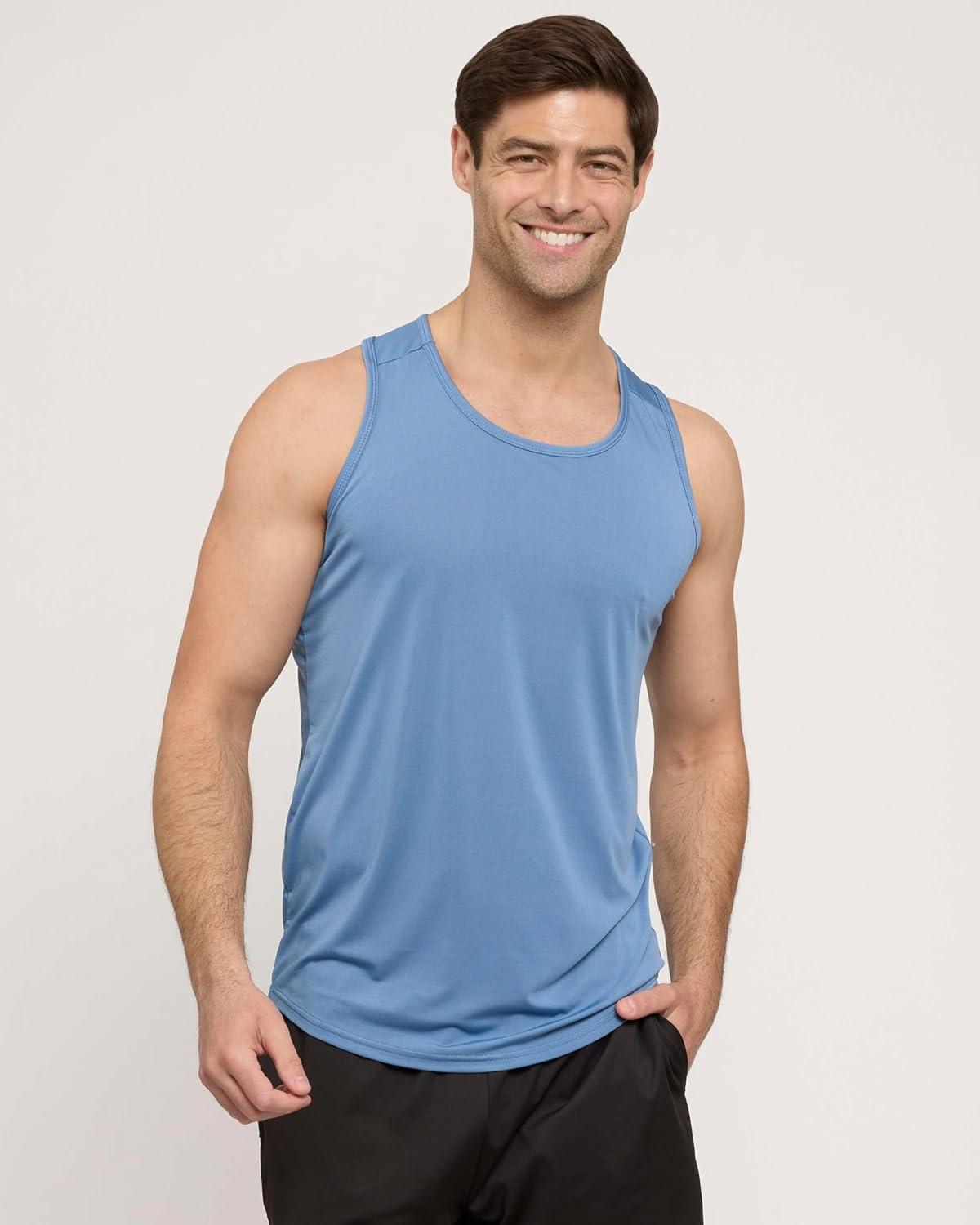 imageReal Essentials 5 Pack Mens DryFit Muscle Tank Top Sleeveless Shirts Workout Tees Athletic Gym Big ampamp Tall AvailableSet 5