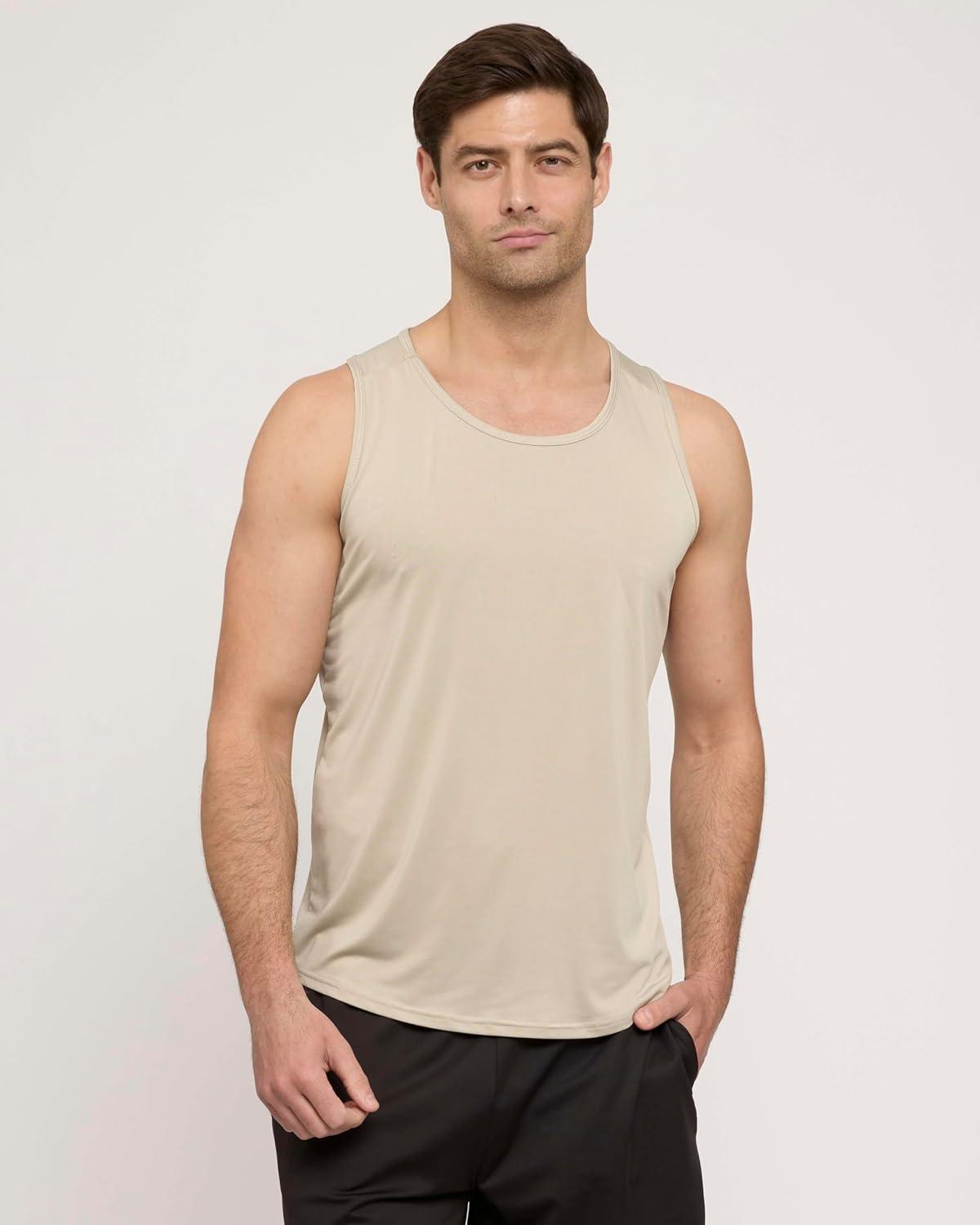 imageReal Essentials 5 Pack Mens DryFit Muscle Tank Top Sleeveless Shirts Workout Tees Athletic Gym Big ampamp Tall AvailableSet 6