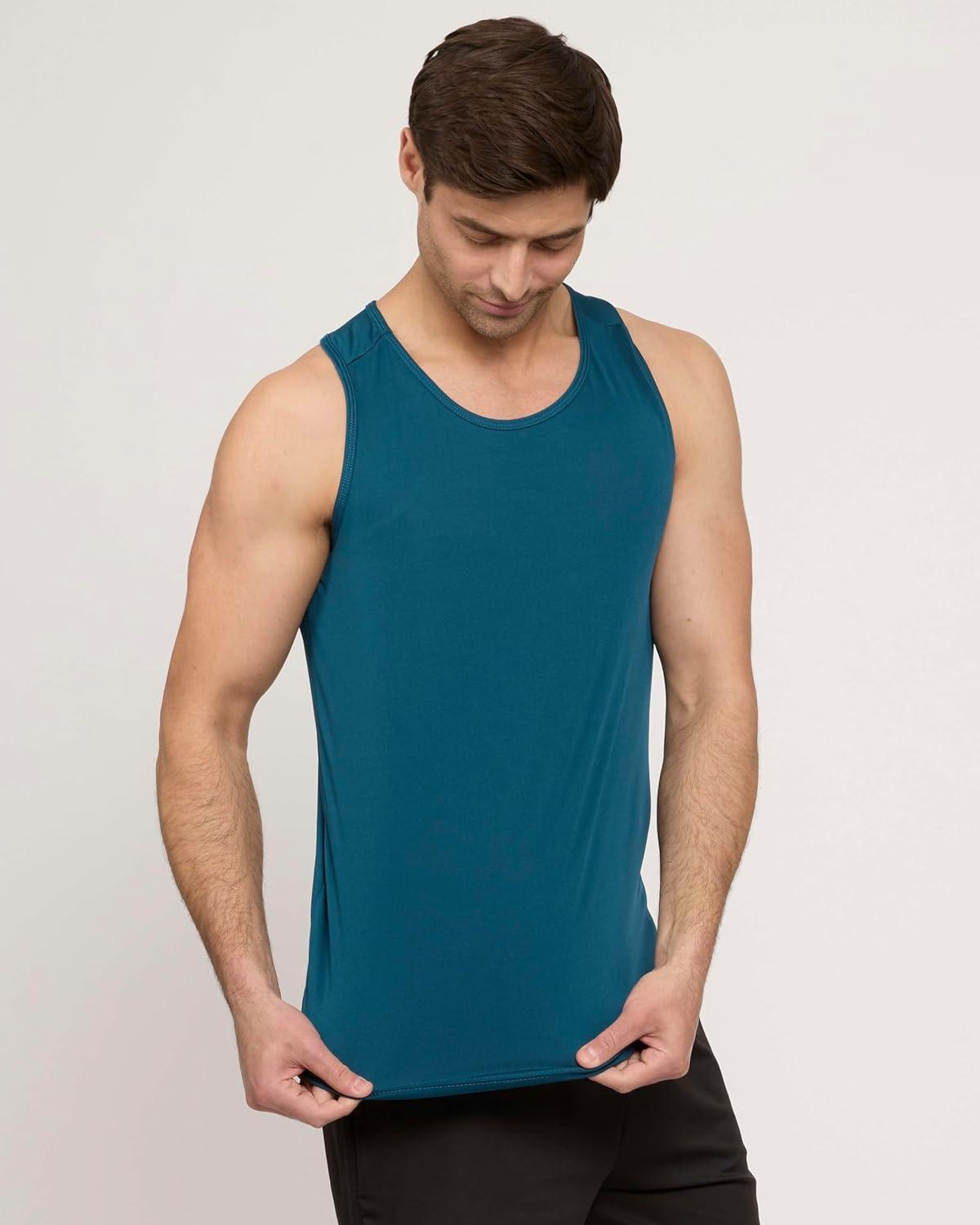 imageReal Essentials 5 Pack Mens DryFit Muscle Tank Top Sleeveless Shirts Workout Tees Athletic Gym Big ampamp Tall AvailableSet 6