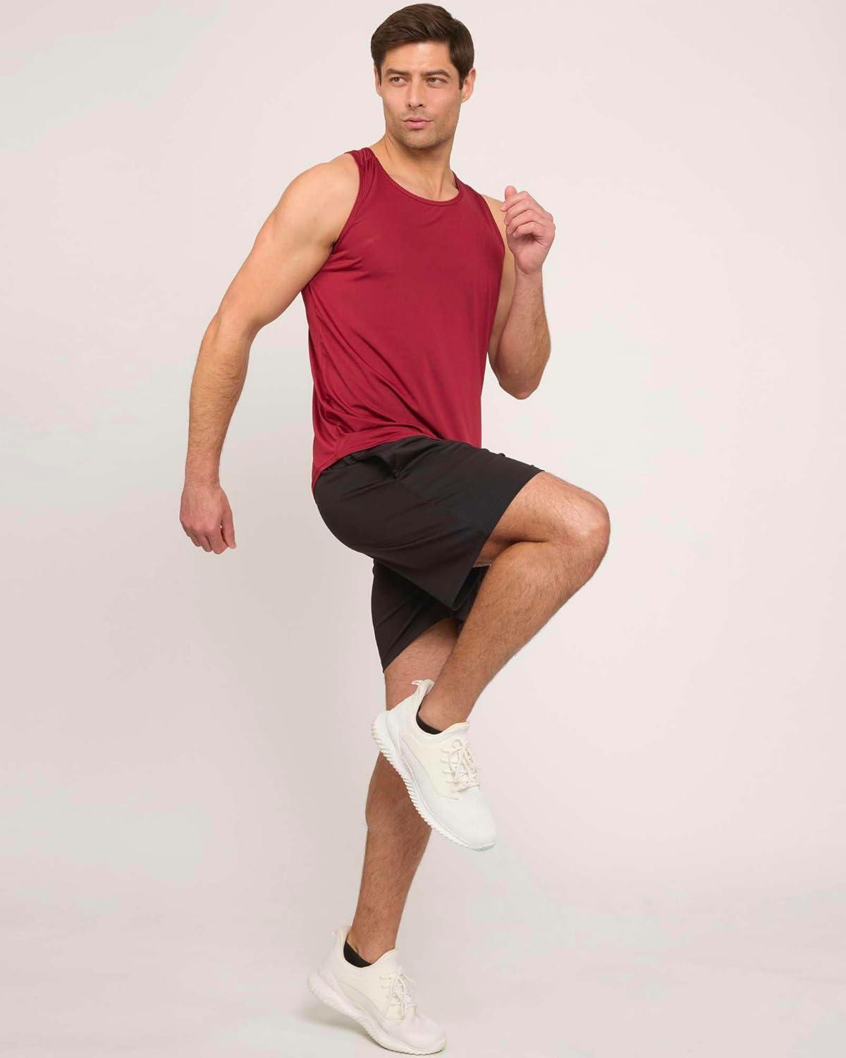 imageReal Essentials 5 Pack Mens DryFit Muscle Tank Top Sleeveless Shirts Workout Tees Athletic Gym Big ampamp Tall AvailableSet 6