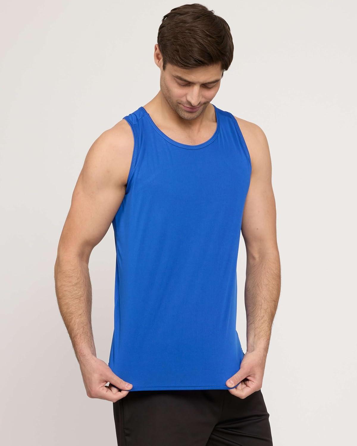 imageReal Essentials 5 Pack Mens DryFit Muscle Tank Top Sleeveless Shirts Workout Tees Athletic Gym Big ampamp Tall AvailableSet 7