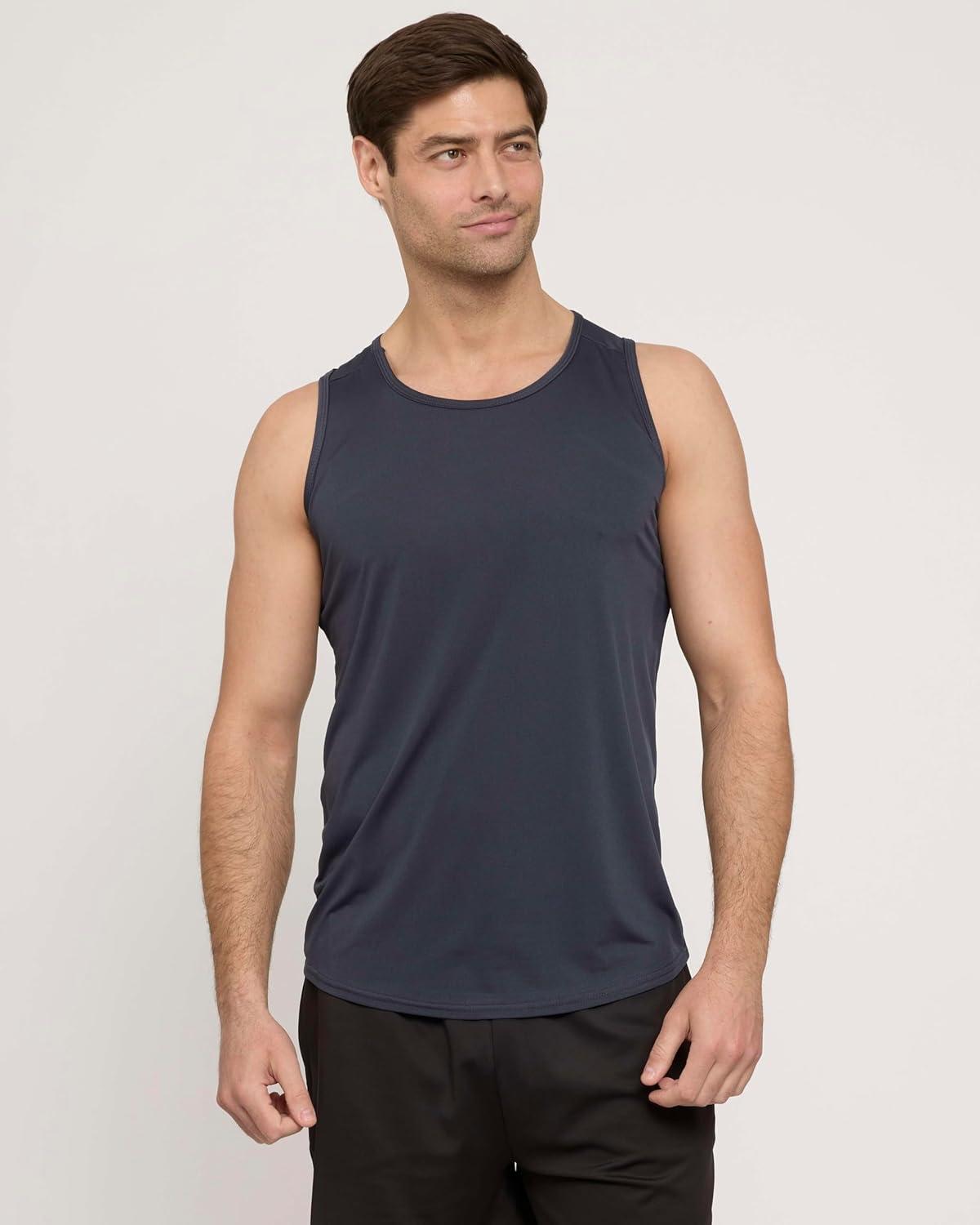 imageReal Essentials 5 Pack Mens DryFit Muscle Tank Top Sleeveless Shirts Workout Tees Athletic Gym Big ampamp Tall AvailableSet 7