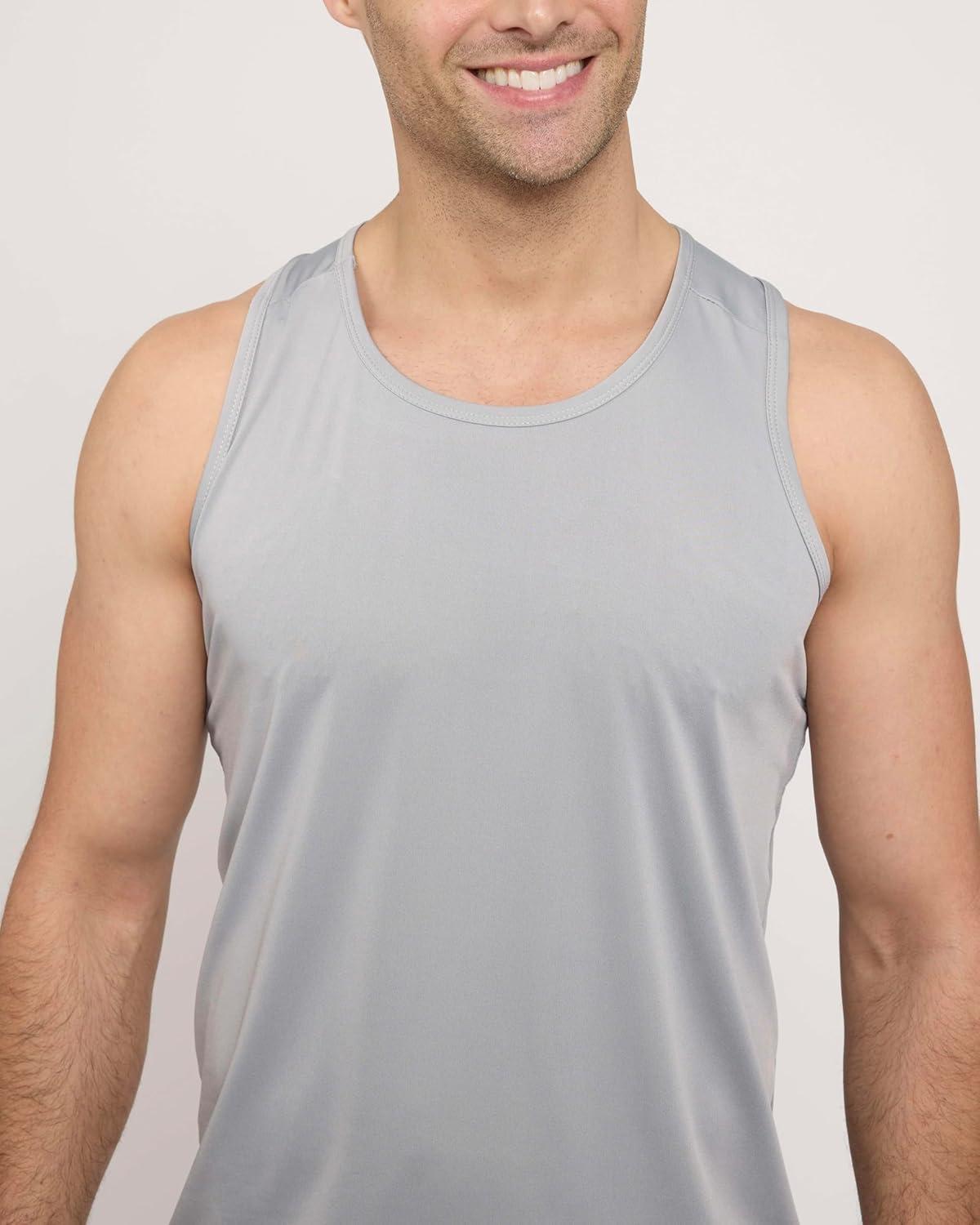 imageReal Essentials 5 Pack Mens DryFit Muscle Tank Top Sleeveless Shirts Workout Tees Athletic Gym Big ampamp Tall AvailableSet 8