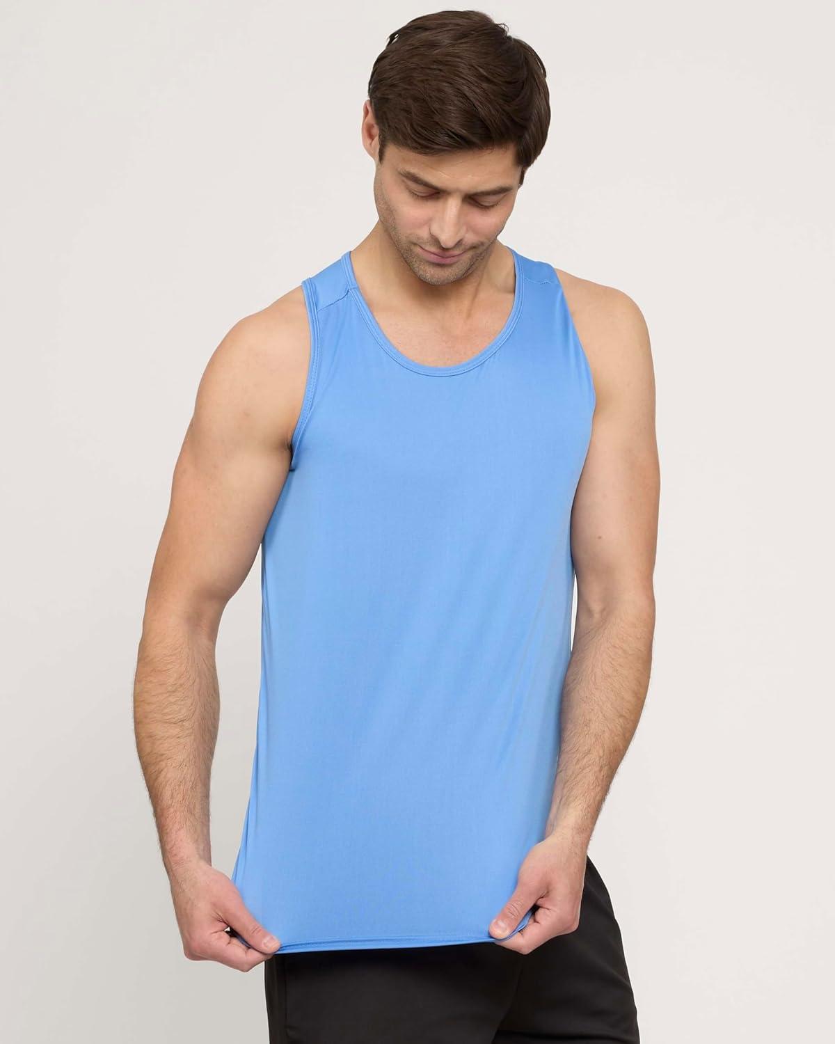 imageReal Essentials 5 Pack Mens DryFit Muscle Tank Top Sleeveless Shirts Workout Tees Athletic Gym Big ampamp Tall AvailableSet 8