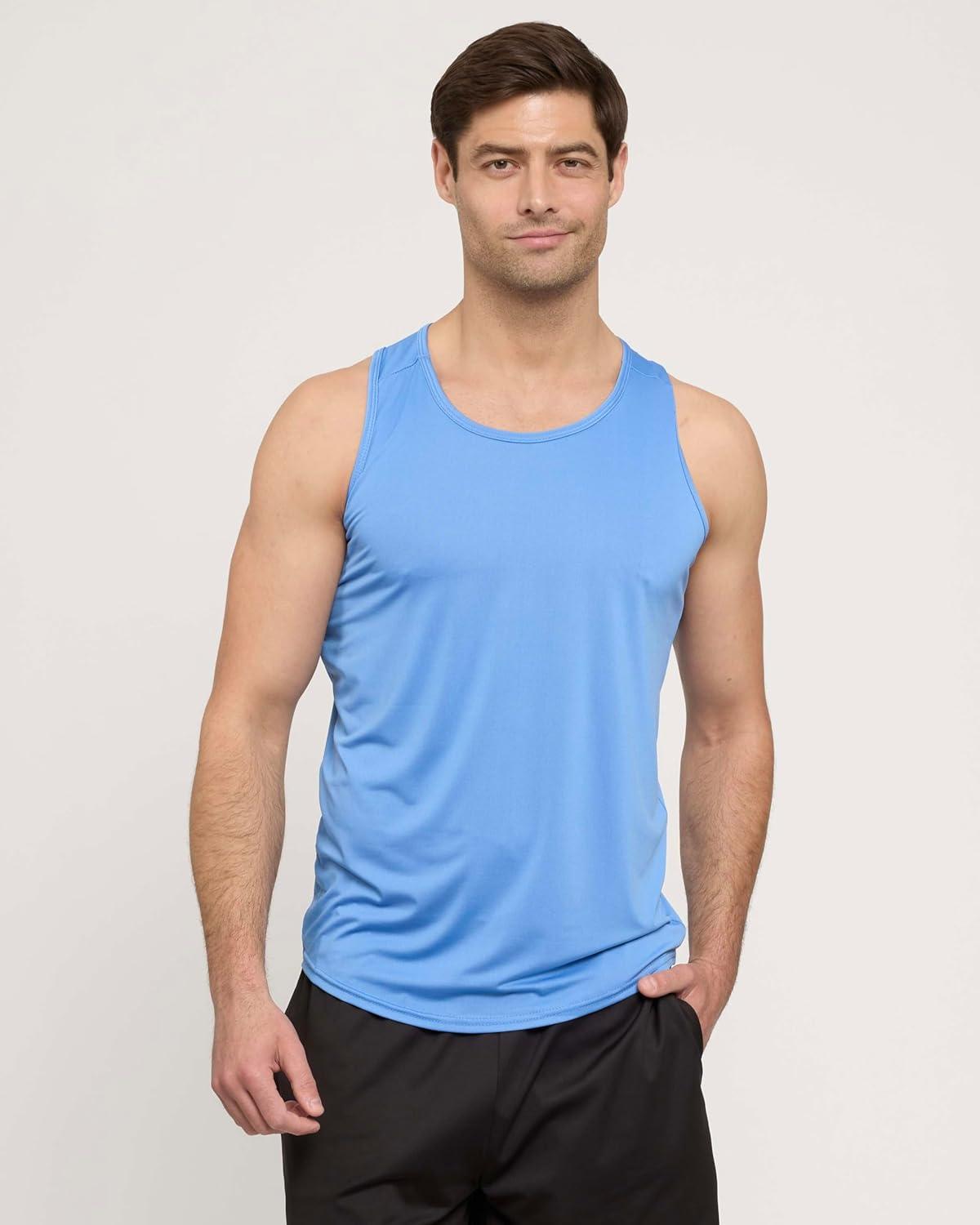 imageReal Essentials 5 Pack Mens DryFit Muscle Tank Top Sleeveless Shirts Workout Tees Athletic Gym Big ampamp Tall AvailableSet 8