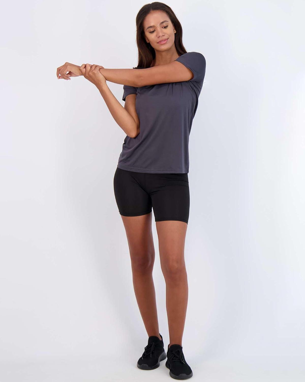 imageReal Essentials 5 Pack Womens Short Sleeve TShirts Workout Tops Fitness Pilates Gym Activewear Athletic Plus AvailableSet 6