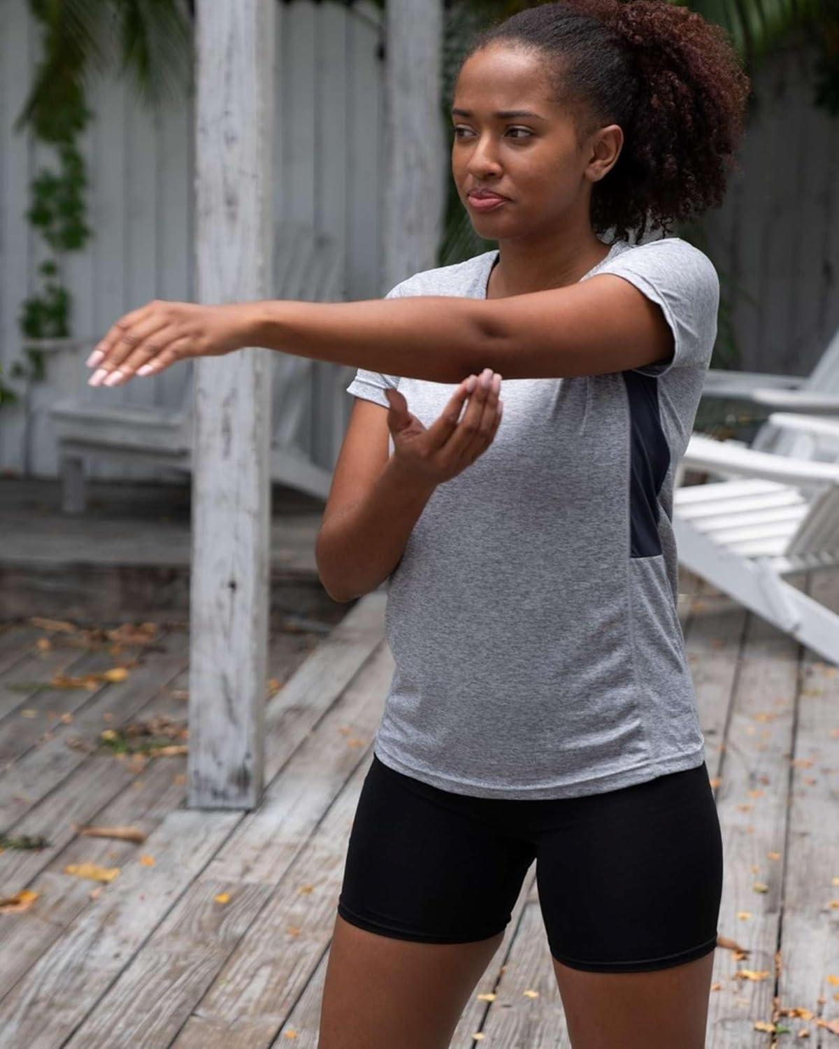 imageReal Essentials 5 Pack Womens Short Sleeve TShirts Workout Tops Fitness Pilates Gym Activewear Athletic Plus AvailableSet 6