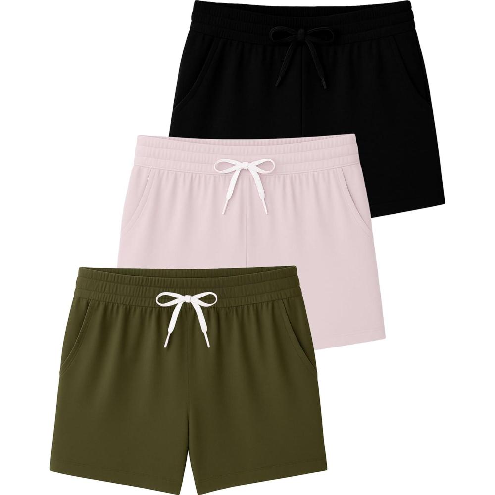 imageReal Essentials 3 Pack Girls Lounge Soft Comfy Shorts with Drawstring  Everyday Shorts for Kids Youth Teens with PocketsSet 6