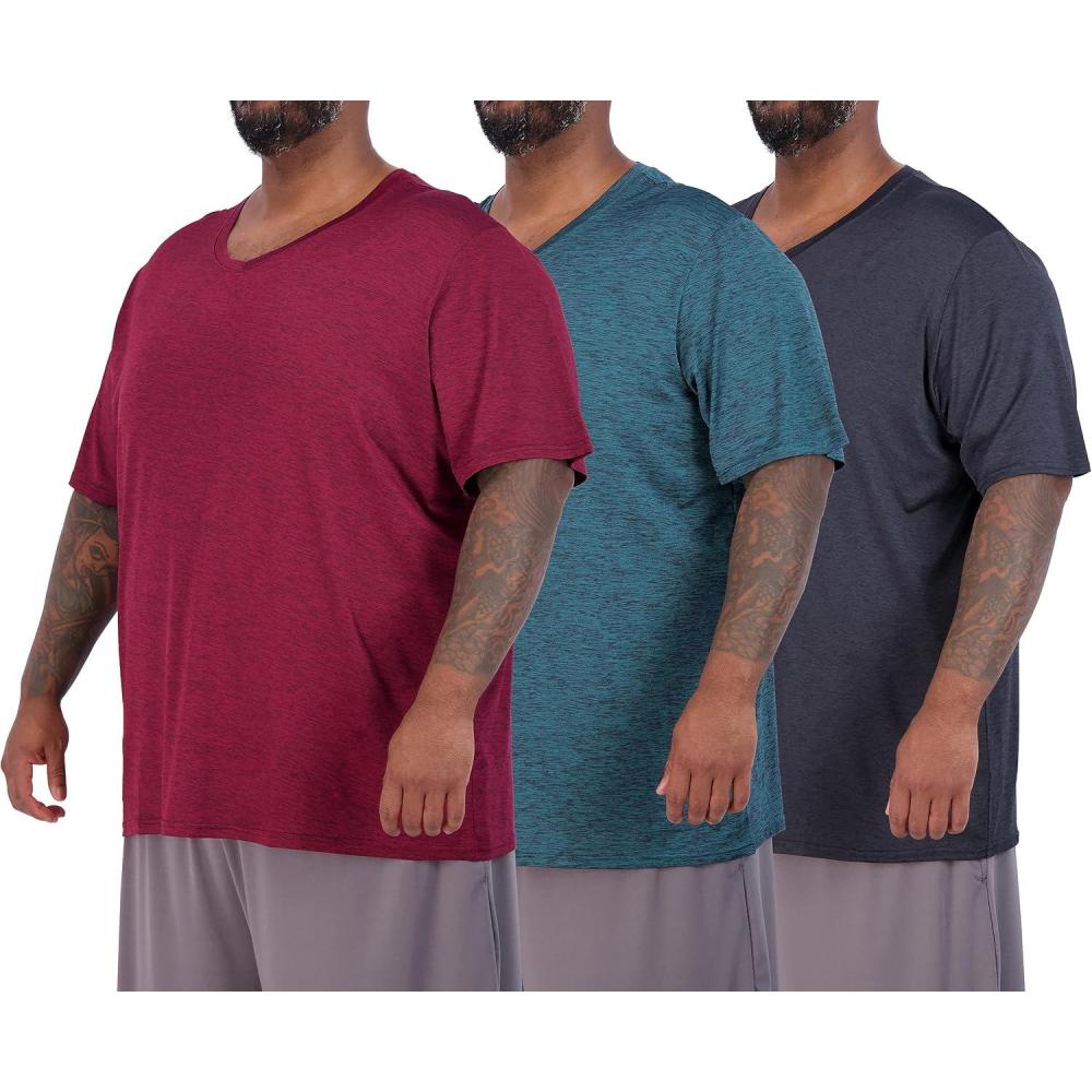 imageReal Essentials 3 Pack Mens Big ampamp Tall Short Sleeve VNeck Athletic TShirt DryFit Workout Shirts Moisture Wicking 3X5XSet 1