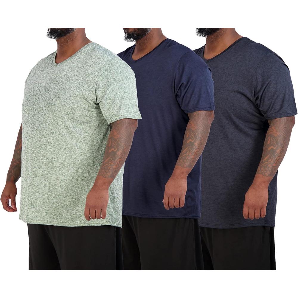 imageReal Essentials 3 Pack Mens Big ampamp Tall Short Sleeve VNeck Athletic TShirt DryFit Workout Shirts Moisture Wicking 3X5XSet 10