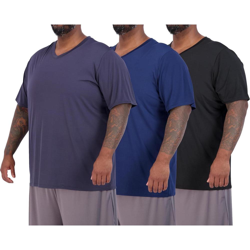 imageReal Essentials 3 Pack Mens Big ampamp Tall Short Sleeve VNeck Athletic TShirt DryFit Workout Shirts Moisture Wicking 3X5XSet 6