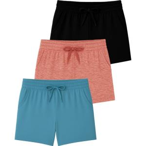 imageReal Essentials 3 Pack Girls Lounge Soft Comfy Shorts with Drawstring  Everyday Shorts for Kids Youth Teens with PocketsSet 10