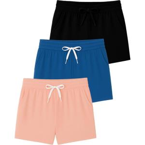 imageReal Essentials 3 Pack Girls Lounge Soft Comfy Shorts with Drawstring  Everyday Shorts for Kids Youth Teens with PocketsSet 9