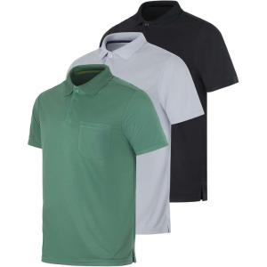 imageReal Essentials 3 Pack Mens Short Sleeve DryFit Collared Polo Shirt with Pocket  Active Casual Available Big ampamp TallSet 1