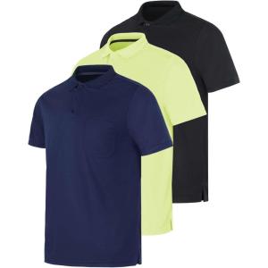 imageReal Essentials 3 Pack Mens Short Sleeve DryFit Collared Polo Shirt with Pocket  Active Casual Available Big ampamp TallSet 2