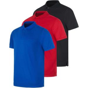 imageReal Essentials 3 Pack Mens Short Sleeve DryFit Collared Polo Shirt with Pocket  Active Casual Available Big ampamp TallSet 5
