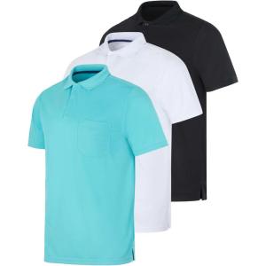imageReal Essentials 3 Pack Mens Short Sleeve DryFit Collared Polo Shirt with Pocket  Active Casual Available Big ampamp TallSet 6