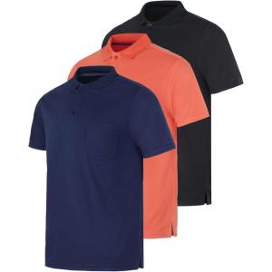 imageReal Essentials 3 Pack Mens Short Sleeve DryFit Collared Polo Shirt with Pocket  Active Casual Available Big ampamp TallSet 9