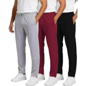 imageReal Essentials 3 Pack Mens Sweatpants  Athletic Track Pants with Pockets  Workout Running ampamp Lounge Big and TallSet 3