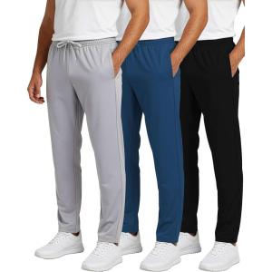 imageReal Essentials 3 Pack Mens Sweatpants  Athletic Track Pants with Pockets  Workout Running ampamp Lounge Big and TallSet 4