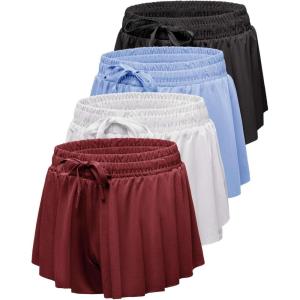 imageReal Essentials 4 Pack Girls 2in1 Flowy Shorts with Spandex Liner Youth Butterfly Skirts  Athletic Dance Ages 418Set 8