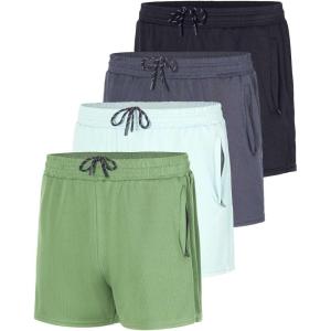 imageReal Essentials 4 Pack Mens Mesh 7quot 5quot 3quot Athletic Zipper Shorts Workout Gym Running Basketball Big and Tall Available3inch  Set 4