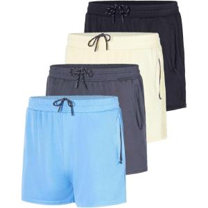 imageReal Essentials 4 Pack Mens Mesh 7quot 5quot 3quot Athletic Zipper Shorts Workout Gym Running Basketball Big and Tall Available3inch  Set 5