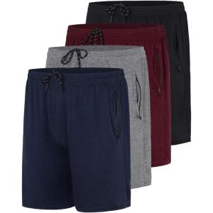 imageReal Essentials 4 Pack Mens Mesh 7quot 5quot 3quot Athletic Zipper Shorts Workout Gym Running Basketball Big and Tall Available7inch  Set 10