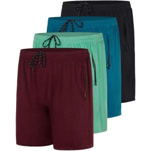 imageReal Essentials 4 Pack Mens Mesh 7quot 5quot 3quot Athletic Zipper Shorts Workout Gym Running Basketball Big and Tall Available7inch  Set 12