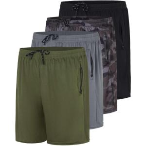 imageReal Essentials 4 Pack Mens Mesh 7quot 5quot 3quot Athletic Zipper Shorts Workout Gym Running Basketball Big and Tall Available7inch  Set 6