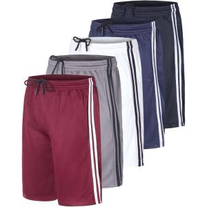 imageReal Essentials 5 Pack Boys Athletic Basketball Sports Shorts Pockets  Quick Dry Youth Teens Kids Gym 418 YearsSet 1