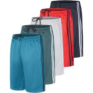 imageReal Essentials 5 Pack Boys Athletic Basketball Sports Shorts Pockets  Quick Dry Youth Teens Kids Gym 418 YearsSet 2