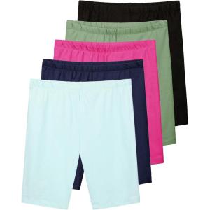 imageReal Essentials 5 Pack Girls Cotton Spandex Biker Short Cartwheel Dance Shorts Athletic Under Dress Gymnastics Ages 418Set 4