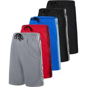 imageReal Essentials 5 Pack Mens 9quot Mesh Shorts  Athletic Gym Workout Basketball Running Casual Lounge Activewear PocketsSet E