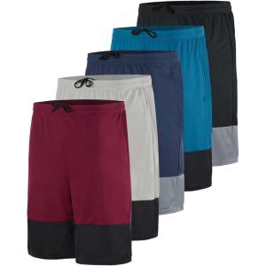 imageReal Essentials 5 Pack Mens 9quot Mesh Shorts  Athletic Gym Workout Basketball Running Casual Lounge Activewear PocketsSet L