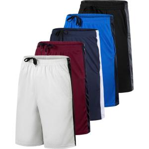 imageReal Essentials 5 Pack Mens 9quot Mesh Shorts  Athletic Gym Workout Basketball Running Casual Lounge Activewear PocketsSet O