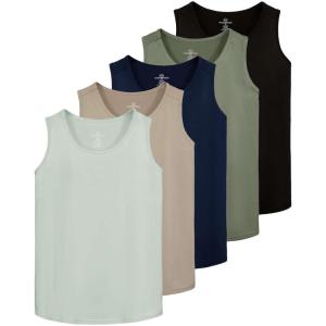 imageReal Essentials 5 Pack Mens DryFit Muscle Tank Top Sleeveless Shirts Workout Tees Athletic Gym Big ampamp Tall AvailableSet 2